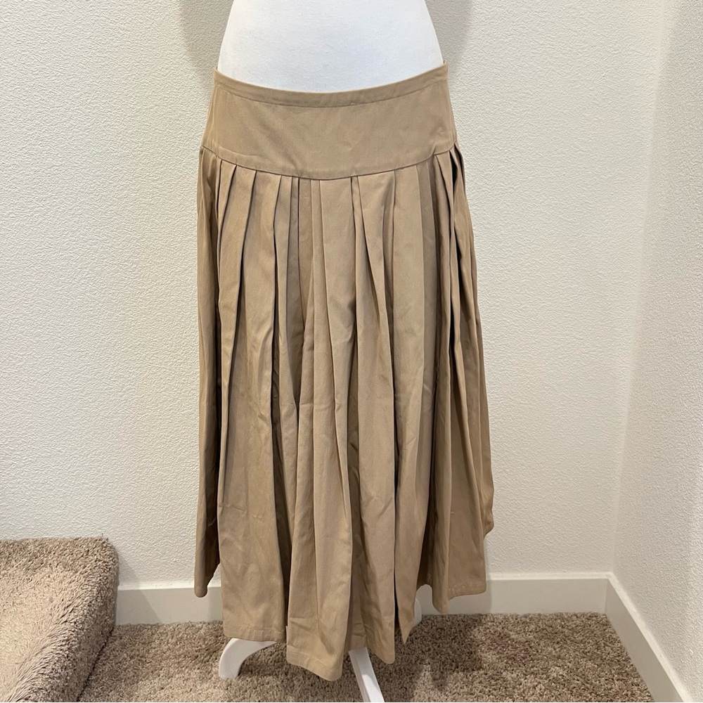 NWT Sara Lanzi Asymmetrical Pleated Skirt Tan Size M
